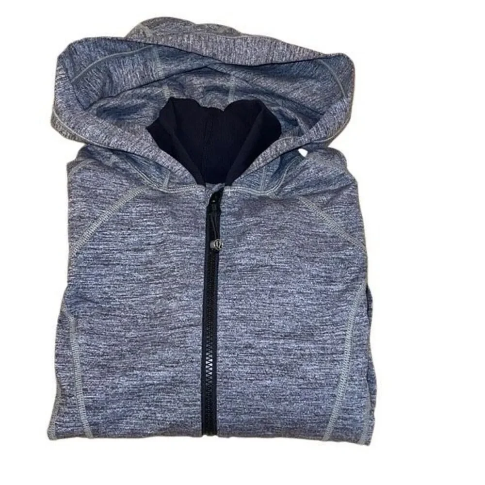 Lululemon Athletica Womens Daily Practice Zip Up Hooded Jacket Gray Black Size 8